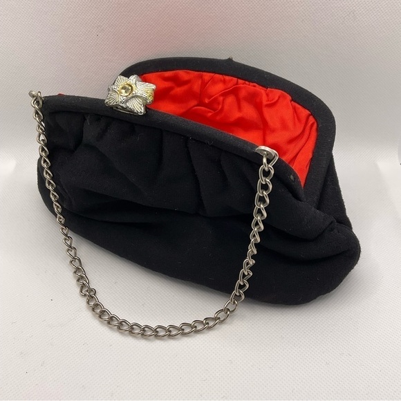 Vintage clutch purse, black with red interior - Picture 1 of 3